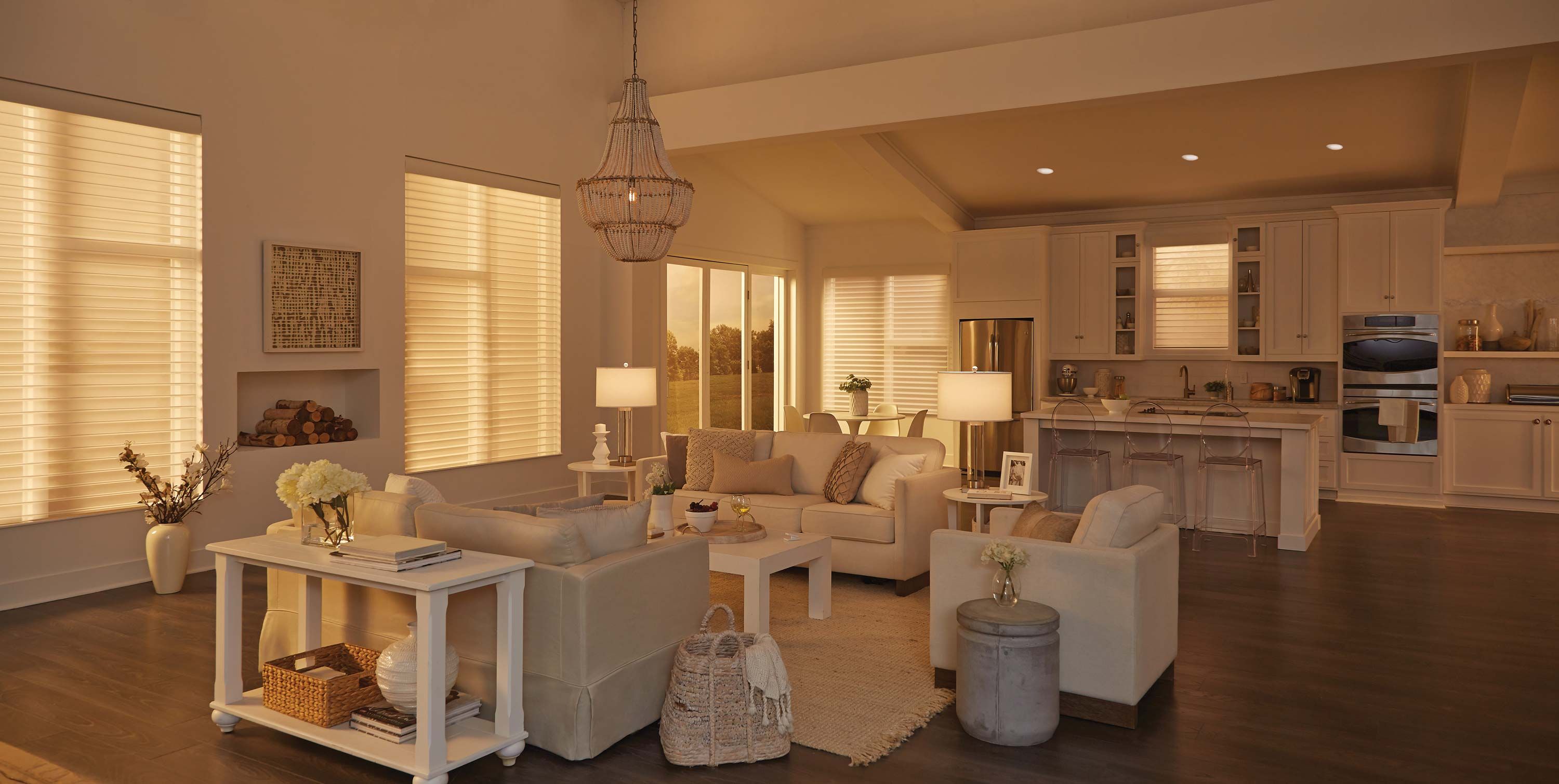 lutron technology in a living area with a warm tone