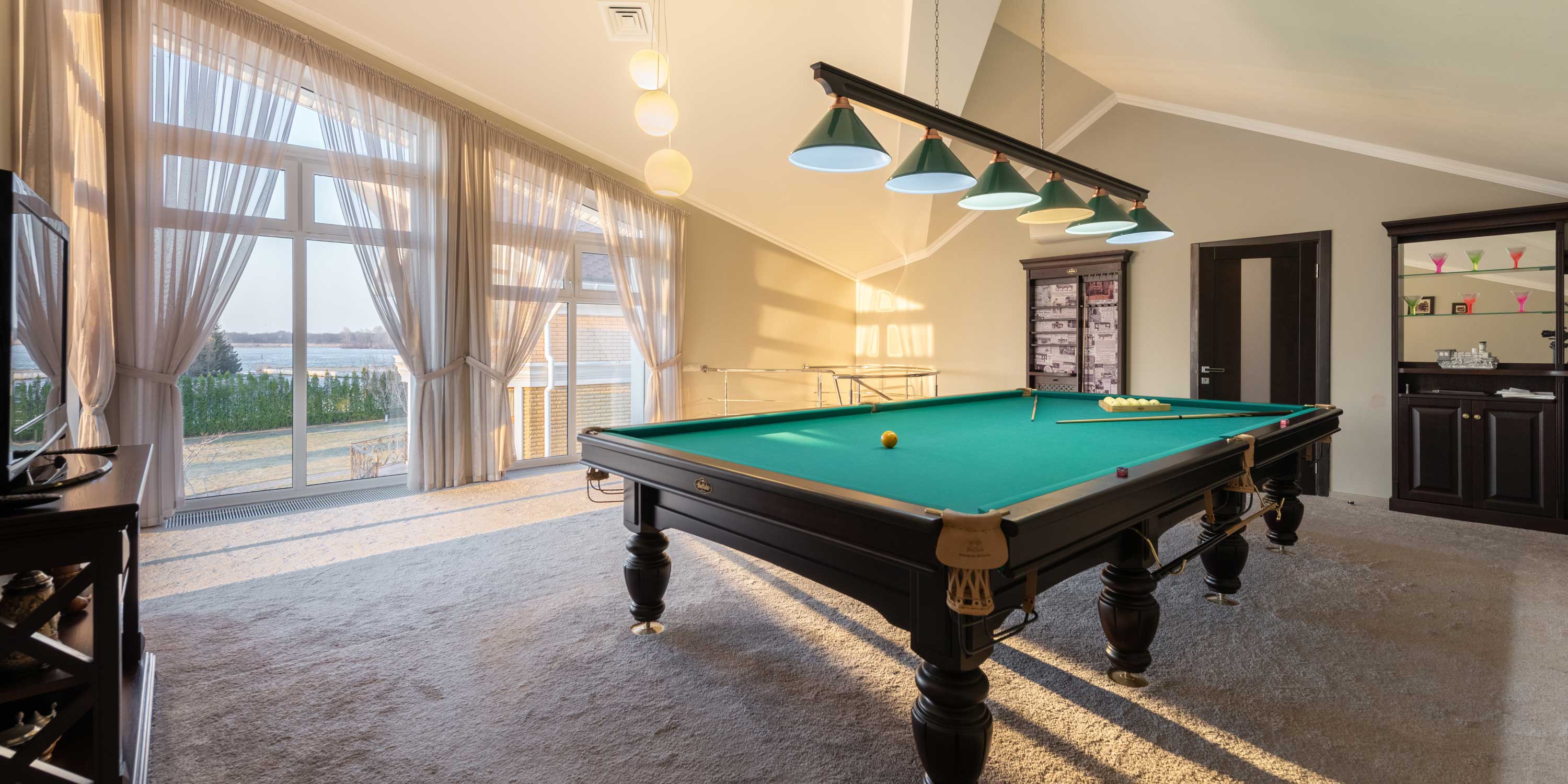pool table in a game room