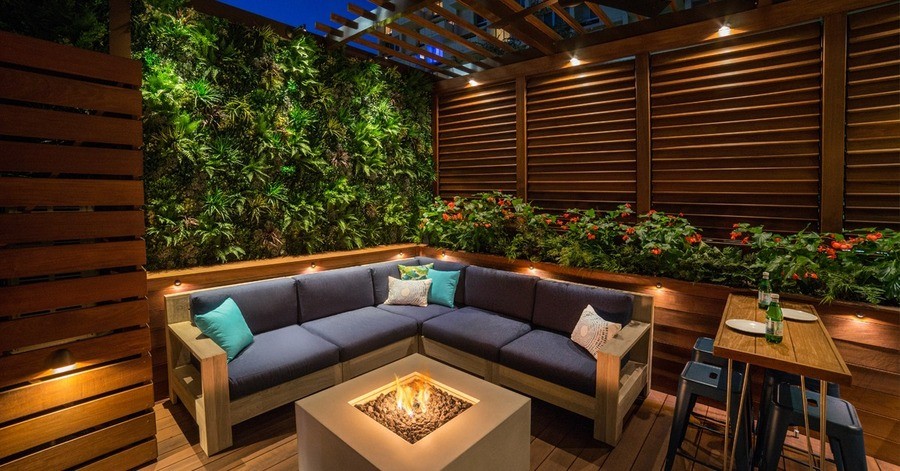 An outdoor space illuminated by Coastal Source solutions.